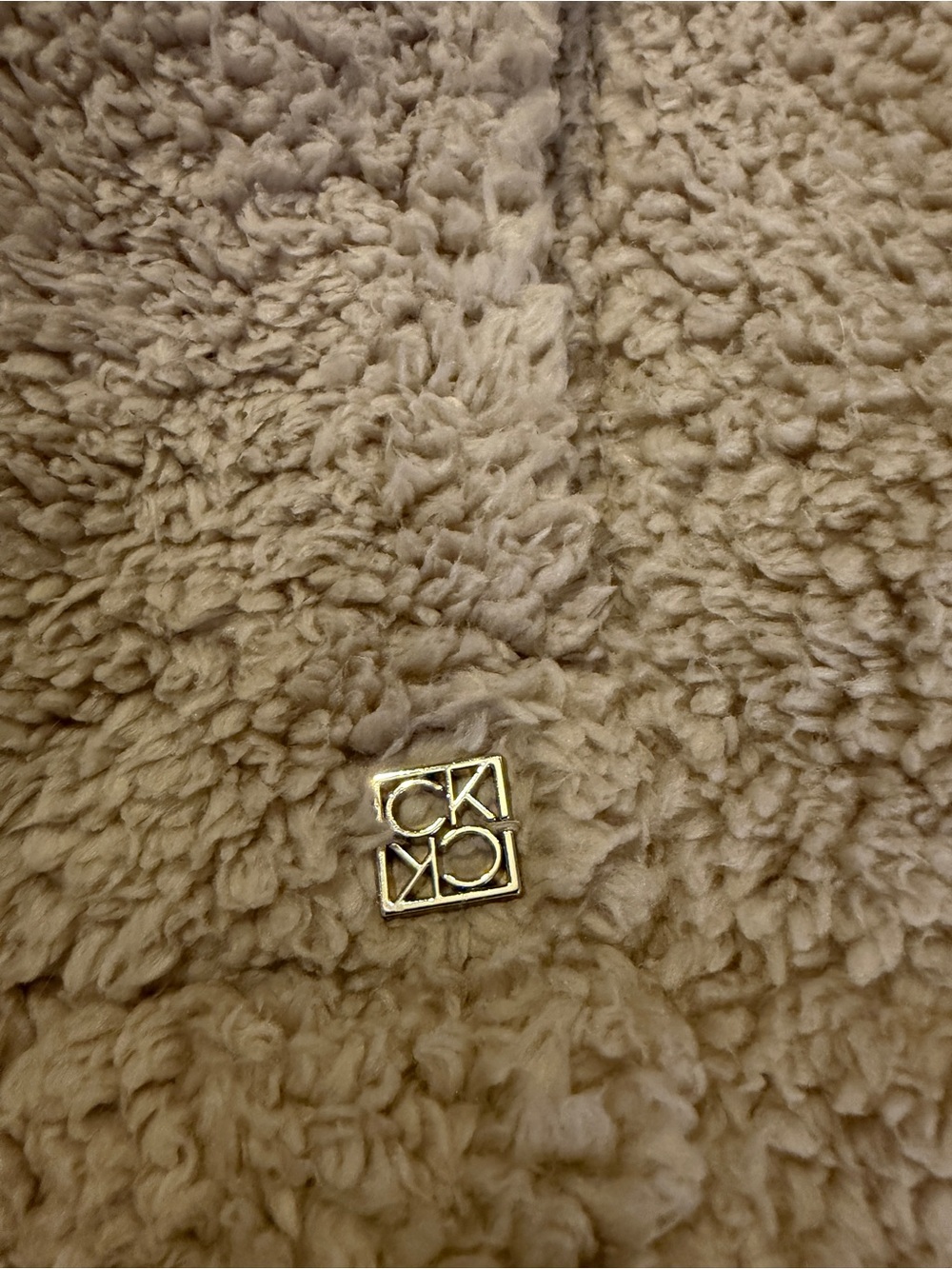 Calvin Klein Beige Sherpa Fleece Zip-Front Vest - Picture 7 of 11